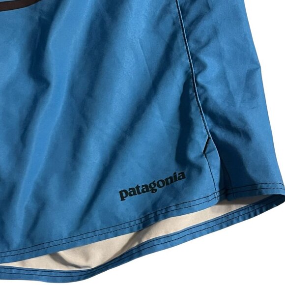 Patagonia Mens 36 Board Shorts Blue Black Tropical Print Polyester Swimwear - Picture 2 of 7